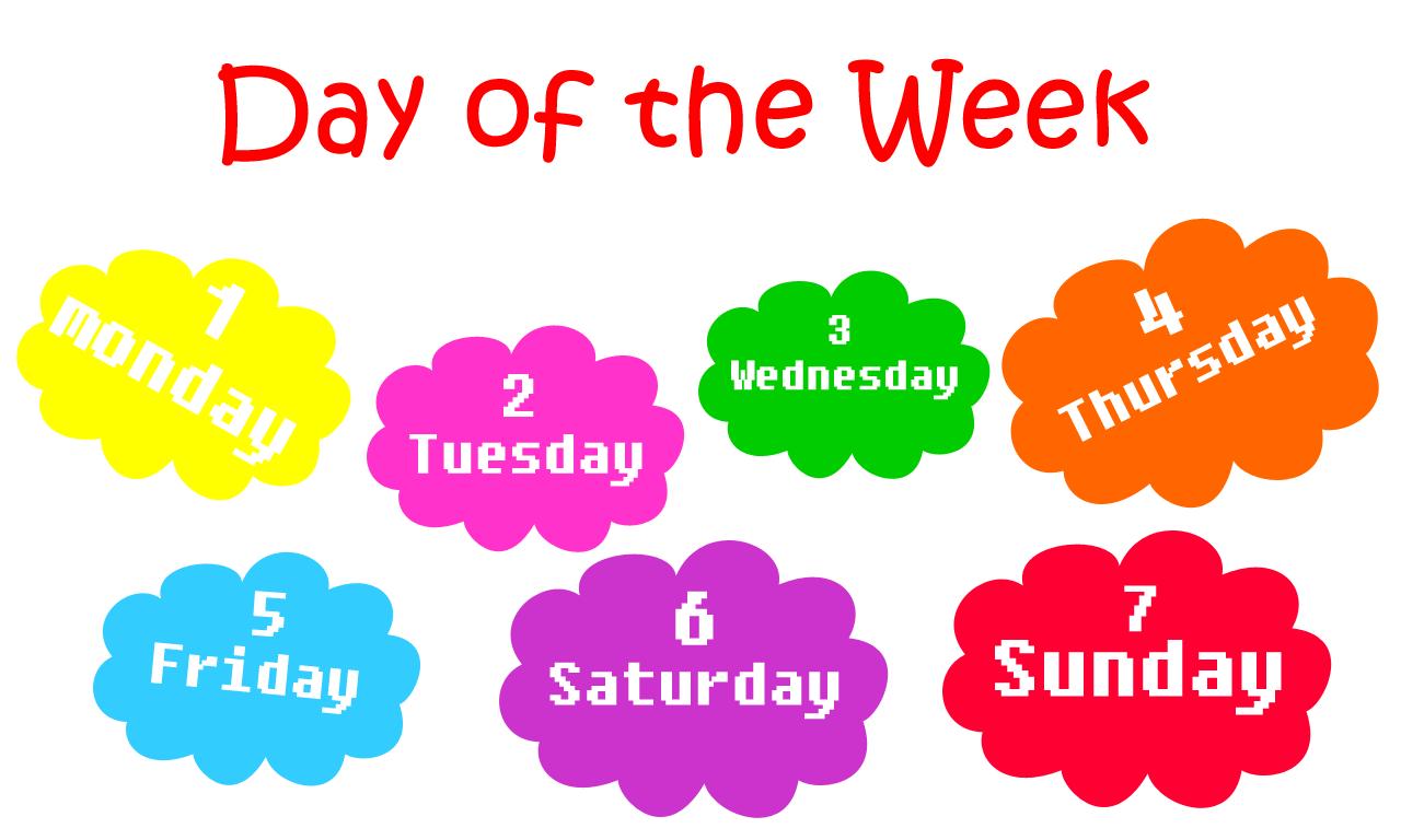 آموزش ذکر ایام هفته به زبان انگلیسی به کودکان 